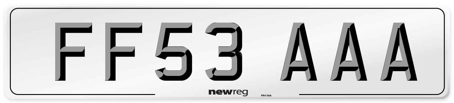 FF53 AAA Number Plate from New Reg